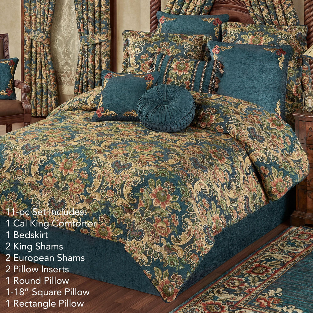 Casanova Chateau Luxury Chenille Comforter, California King, 11 Pc Set