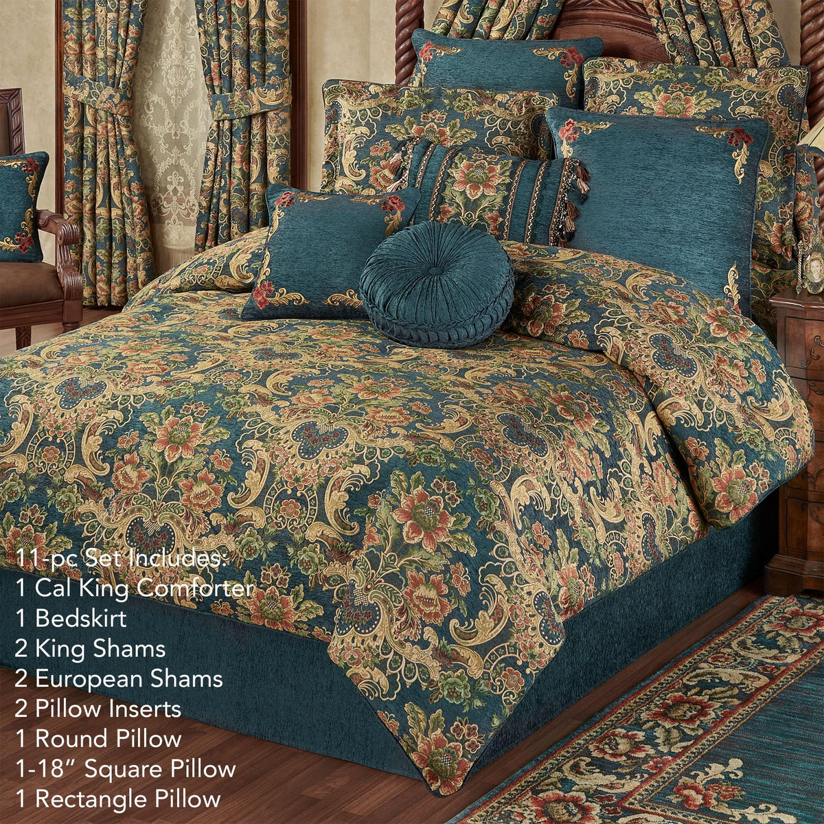 Casanova Chateau Luxury Chenille Comforter, California King, 11 Pc Set